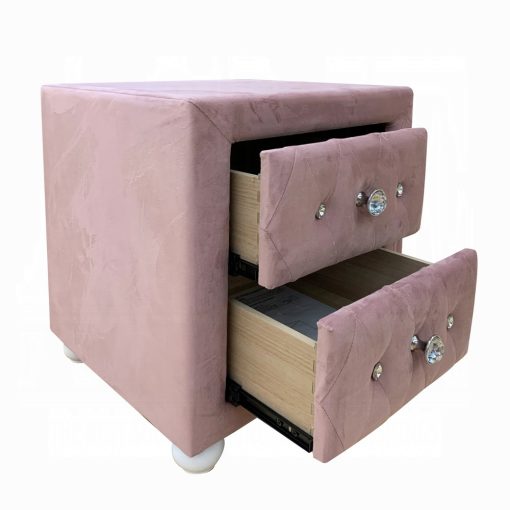 Acme Reggie Pink Fabric Nightstand - Image 7