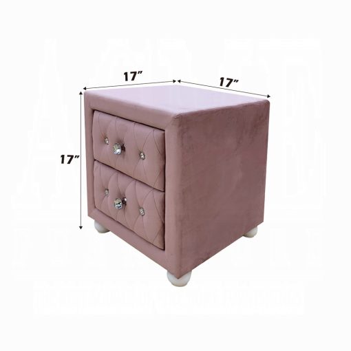 Acme Reggie Pink Fabric Nightstand - Image 8