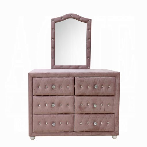 Acme Reggie Pink Fabric Mirror - Image 5