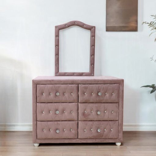 Acme Reggie Pink Fabric Mirror - Image 7