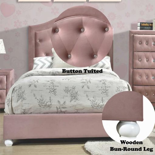 Acme Reggie Pink Fabric Bed - Image 5