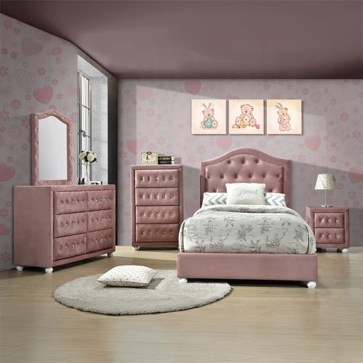 Acme Reggie Pink Fabric Bed - Image 9
