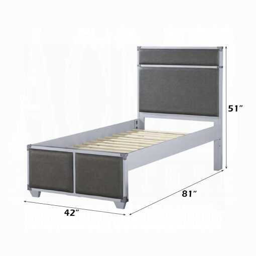 Acme Orchest Gray Synthetic Leather & Gray Twin Bed - Image 3