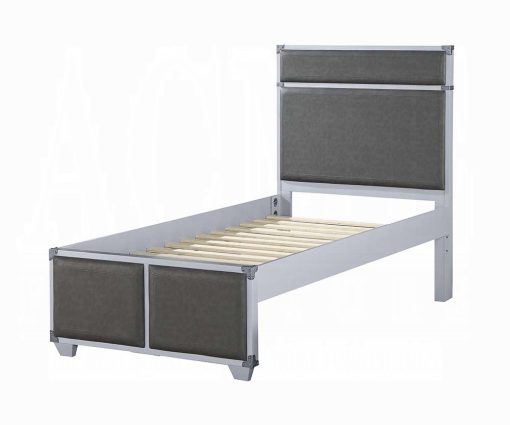 Acme Orchest Gray Synthetic Leather & Gray Twin Bed - Image 2