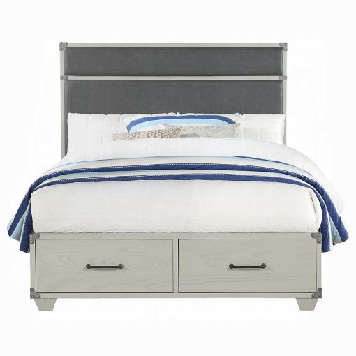 Acme Orchest Gray Synthetic Leather & Gray Twin Bed with Storage - Image 2