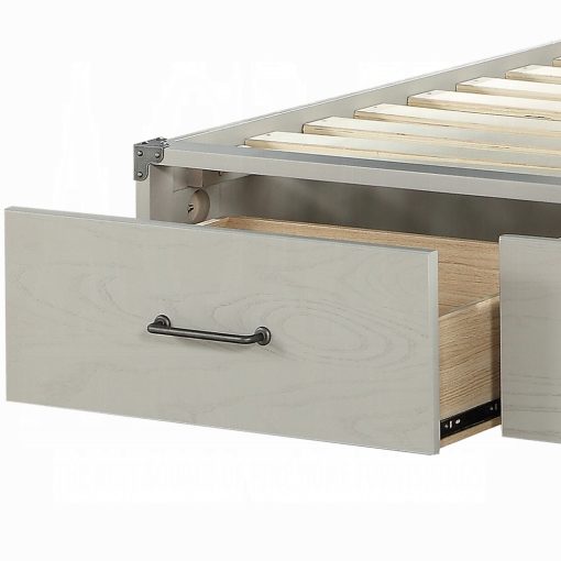 Acme Orchest Gray Synthetic Leather & Gray Twin Bed with Storage - Image 4