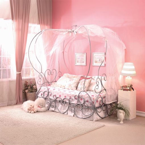 Acme Priya Silver Twin Bed with Canopy - Image 7