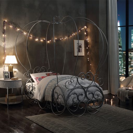 Acme Priya Silver Twin Bed with Canopy