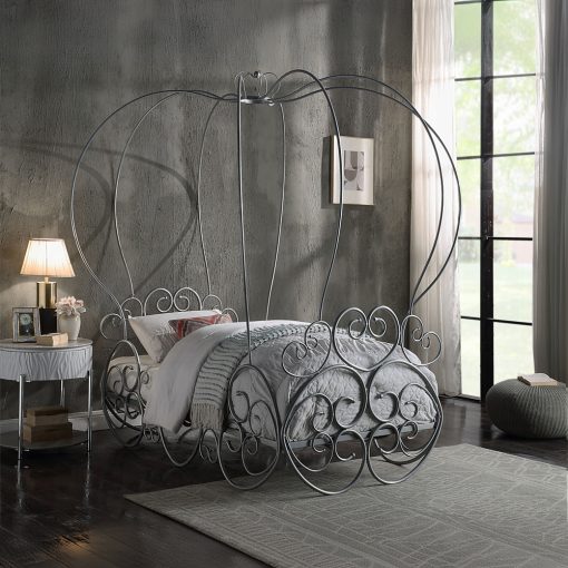 Acme Priya Silver Twin Bed with Canopy - Image 8