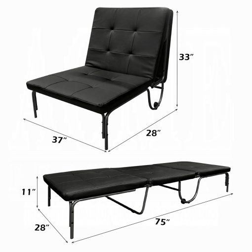 Acme Senon Silver & Black Adjustable Chair (Futon) - Image 8