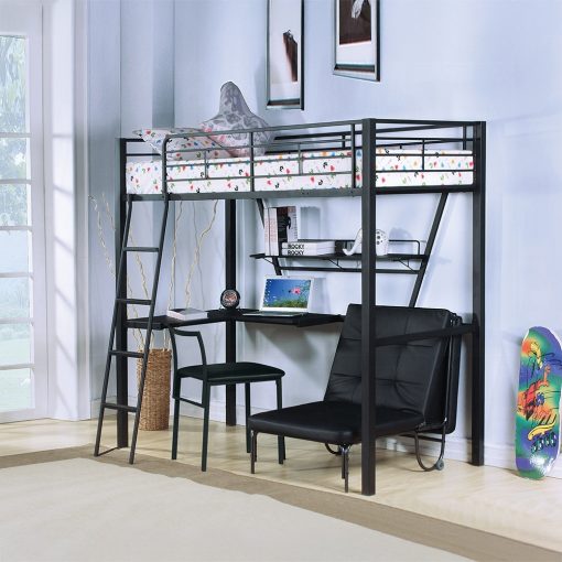 Acme Senon Silver & Black Adjustable Chair (Futon) - Image 7