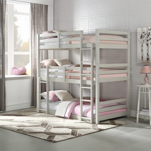 Acme Ronnie Light Gray Triple Twin Bunk Bed