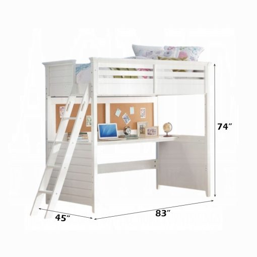 Acme Lacey White Twin Loft Bed with Desk - Image 2