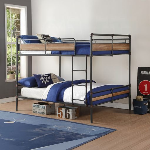 Acme Brantley II Sandy Black & Dark Bronze Hand-Brushed Double Queen Bunk Bed