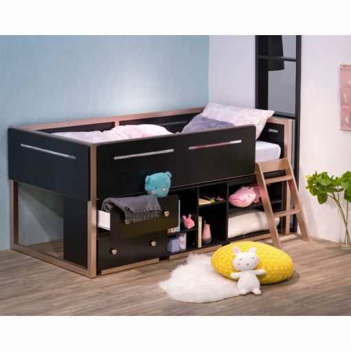 Acme Prescott Black & Rose-Gold Bookshelf (2 Compartments)