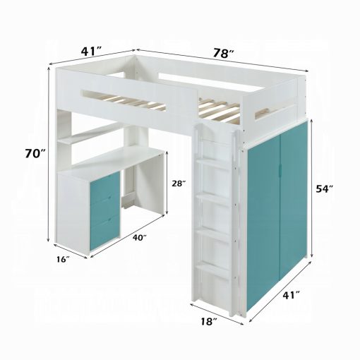 Acme Nerice Twin Loft Bed with Desk & Wardrobe - Image 13