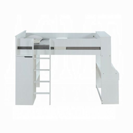 Acme Ragna White Twin Loft Bed with Desk & Wardrobe - Image 4