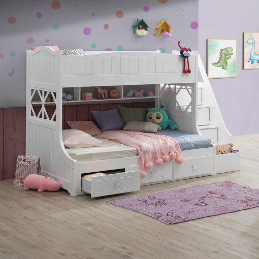 Acme Meyer White Twin/Full Bunk Bed with Storage