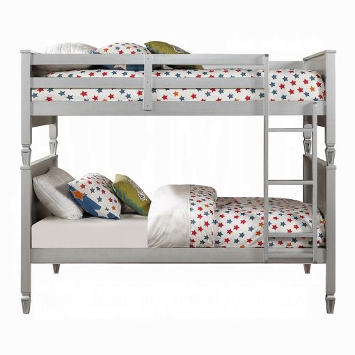 Acme Varian Blue Velvet & Silver Twin/Twin Bunk Bed - Image 3