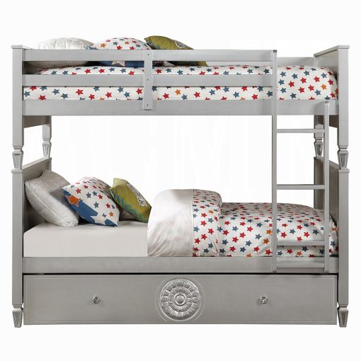 Acme Varian Blue Velvet & Silver Twin/Twin Bunk Bed - Image 5