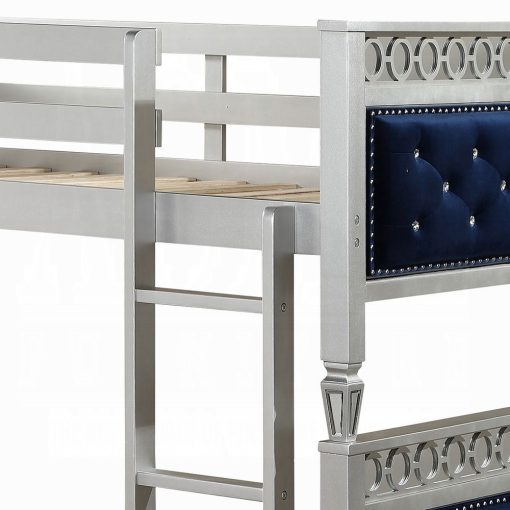 Acme Varian Blue Velvet & Silver Twin/Twin Bunk Bed - Image 7