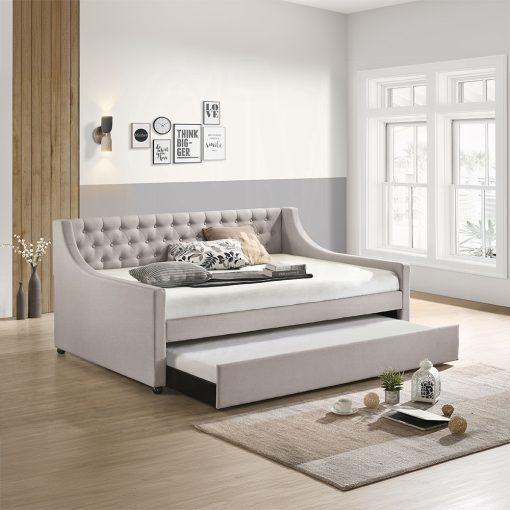 Acme Lianna Fog Fabric Daybed with Trundle (Full)