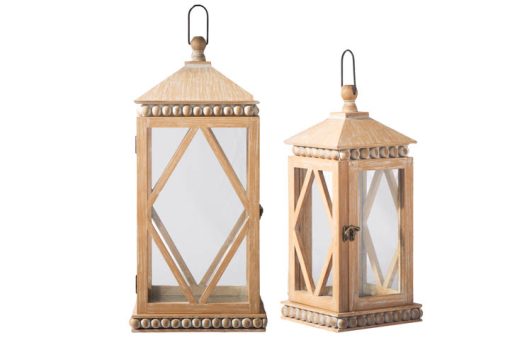 The Light Garden Wooden Lanterns with Beaded Detail Set of 2