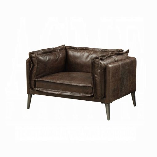Acme Porchester Distress Chocolate Top Grain Leather Chair