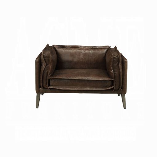 Acme Porchester Distress Chocolate Top Grain Leather Chair - Image 2