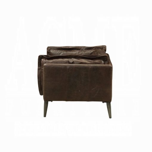 Acme Porchester Distress Chocolate Top Grain Leather Chair - Image 3