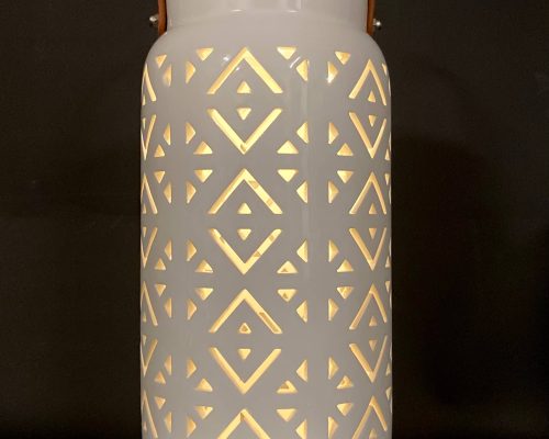 The Light Garden Catalina Geometric Pre-lit Ceramic Lantern