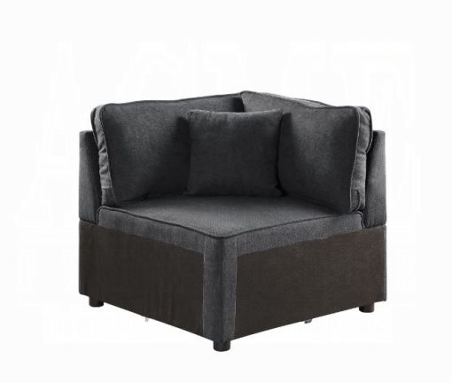 Acme Silvester Gray Fabric Modular - Wedge with Pillow