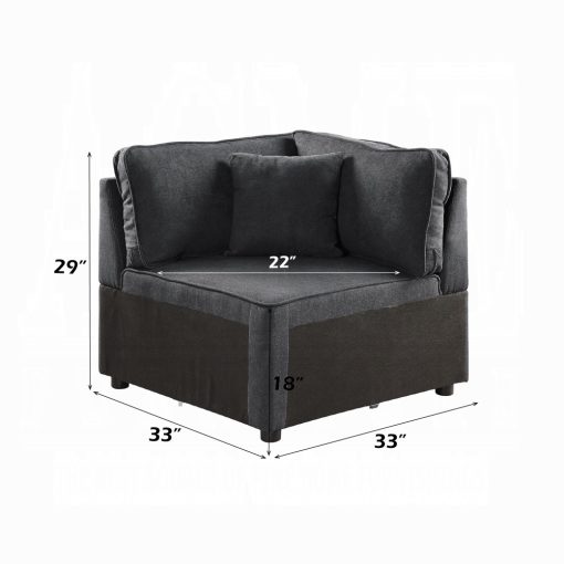 Acme Silvester Gray Fabric Modular - Wedge with Pillow - Image 4