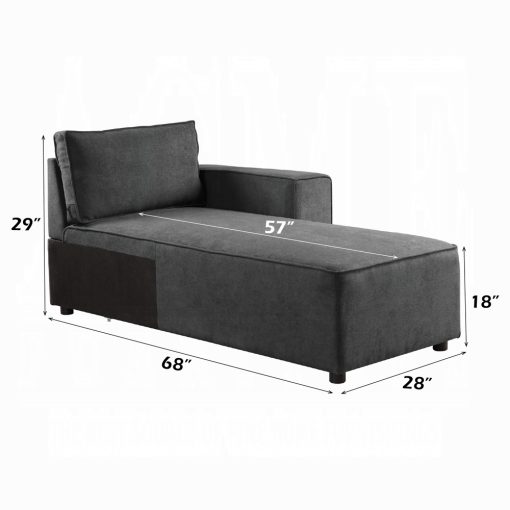 Acme Silvester Gray Fabric Modular - Chaise with 2 Pillows - Image 4