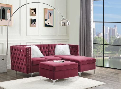 Acme Jaszira Modular - Burgundy Velvet Left Facing & Right Facing Arms - Image 4