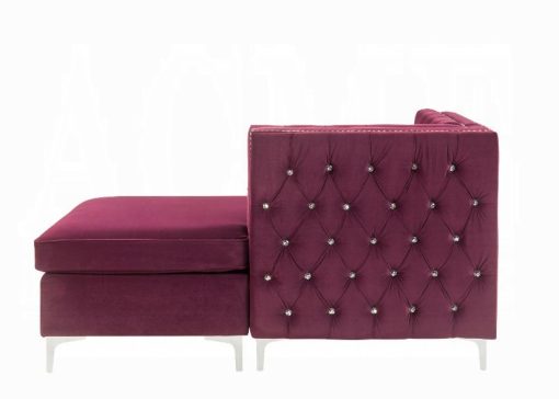 Acme Jaszira Modular - Burgundy Velvet Chaise - Image 2