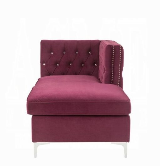 Acme Jaszira Modular - Burgundy Velvet Chaise - Image 4