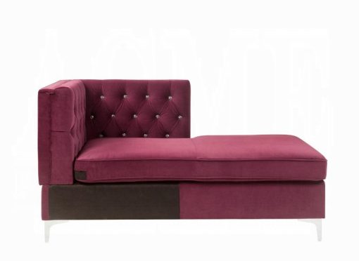 Acme Jaszira Modular - Burgundy Velvet Chaise - Image 3