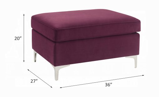 Acme Jaszira Modular - Burgundy Velvet Ottoman - Image 3