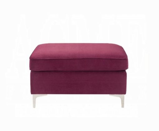 Acme Jaszira Modular - Burgundy Velvet Ottoman - Image 2