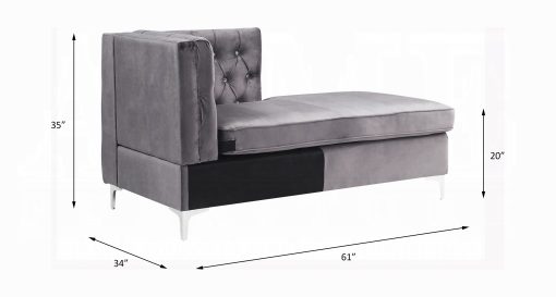 Acme Jaszira Modular - Gray Velvet Chaise - Image 5