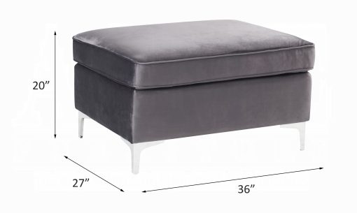 Acme Jaszira Modular - Gray Velvet Ottoman - Image 3