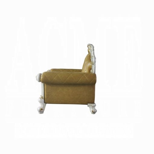 Acme Picardy Butterscotch Synthetic Leather & Antique Pearl Chair with Pillow - Image 3