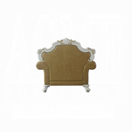Acme Picardy Butterscotch Synthetic Leather & Antique Pearl Chair with Pillow - Image 4