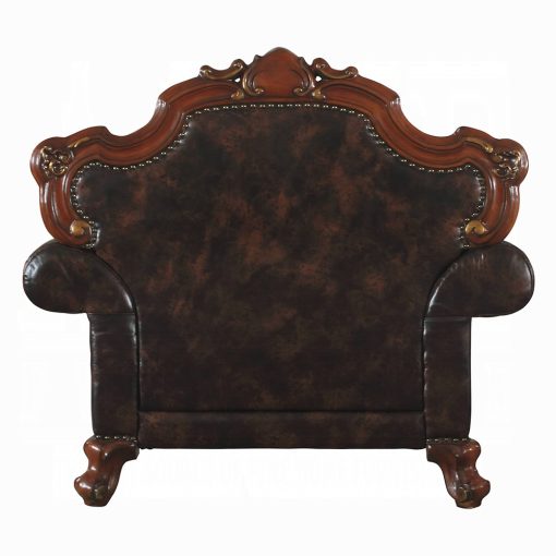 Acme Picardy Synthetic Leather & Honey Oak Chair with Pillow - Image 5