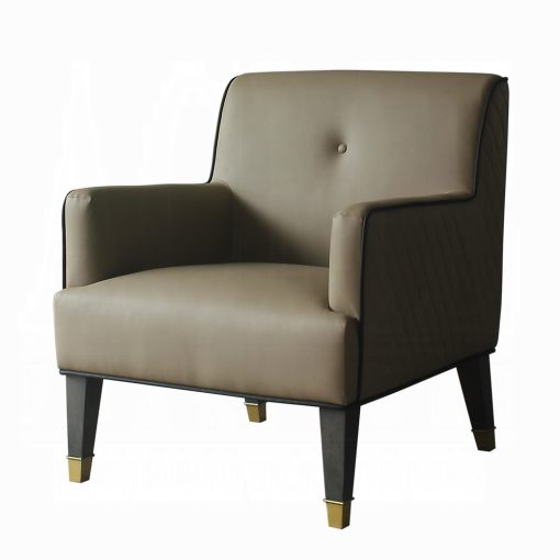 Acme House Beatrice Tan Synthetic Leather & Charcoal Accent Chair with Pillow - Image 2