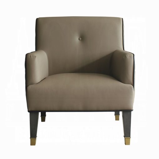 Acme House Beatrice Tan Synthetic Leather & Charcoal Accent Chair with Pillow - Image 3