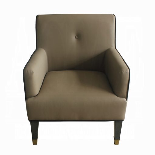 Acme House Beatrice Tan Synthetic Leather & Charcoal Accent Chair with Pillow - Image 4