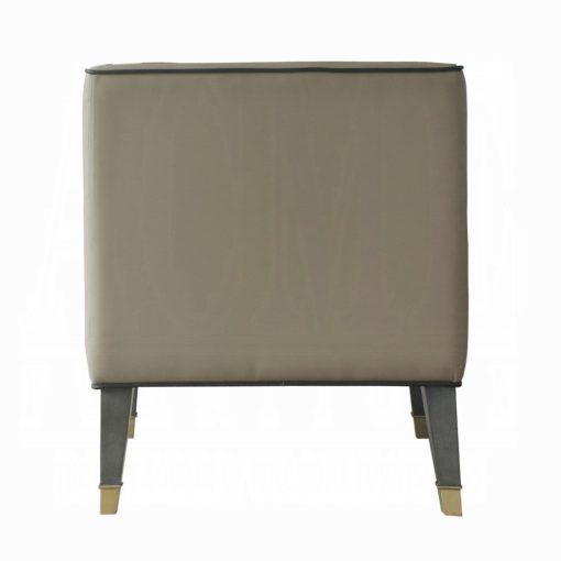 Acme House Beatrice Tan Synthetic Leather & Charcoal Accent Chair with Pillow - Image 6