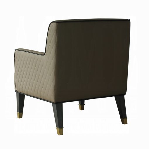 Acme House Beatrice Tan Synthetic Leather & Charcoal Accent Chair with Pillow - Image 5